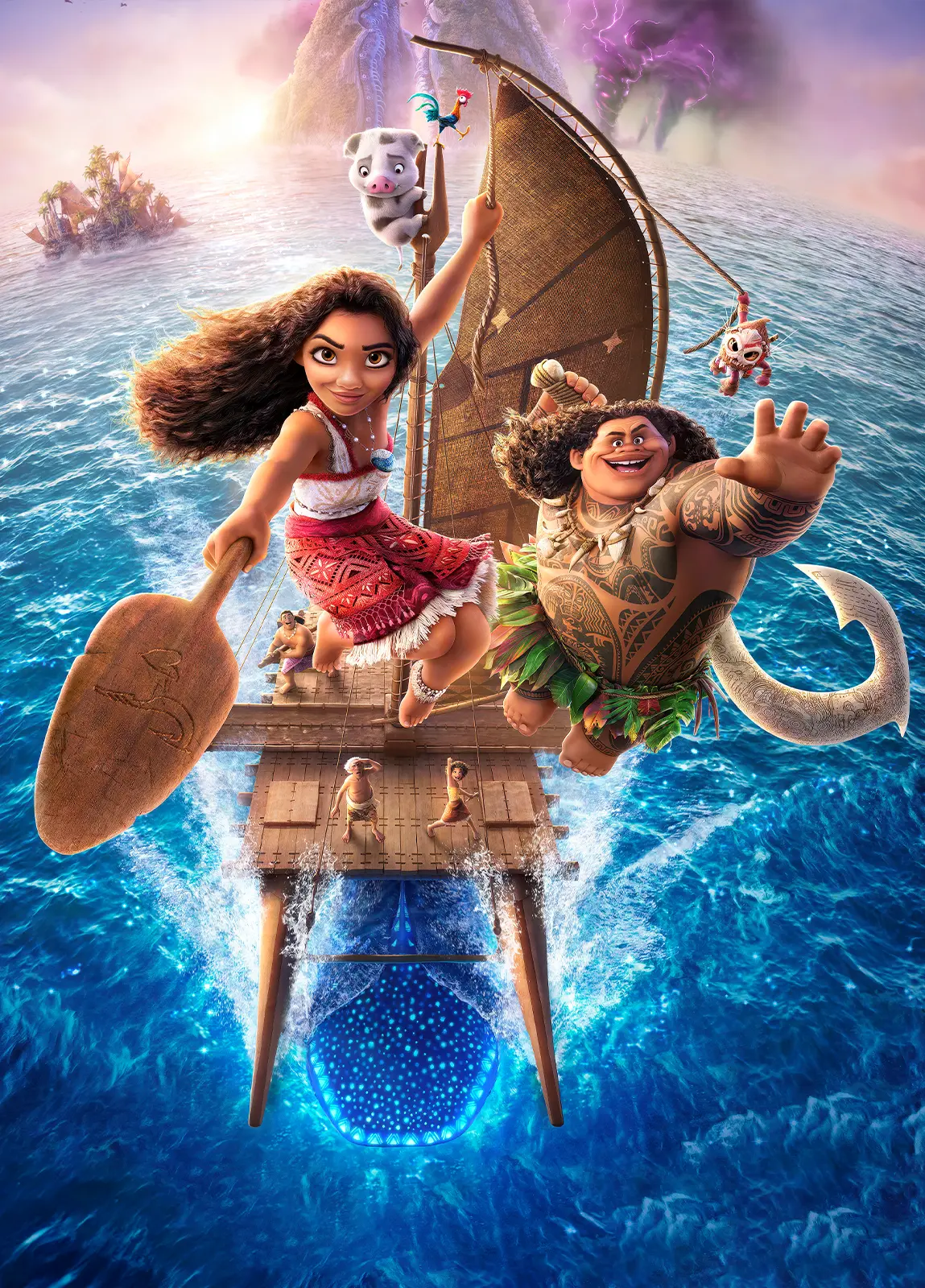 Full puzzle artwork featuring Moana and Maui sailing across the ocean