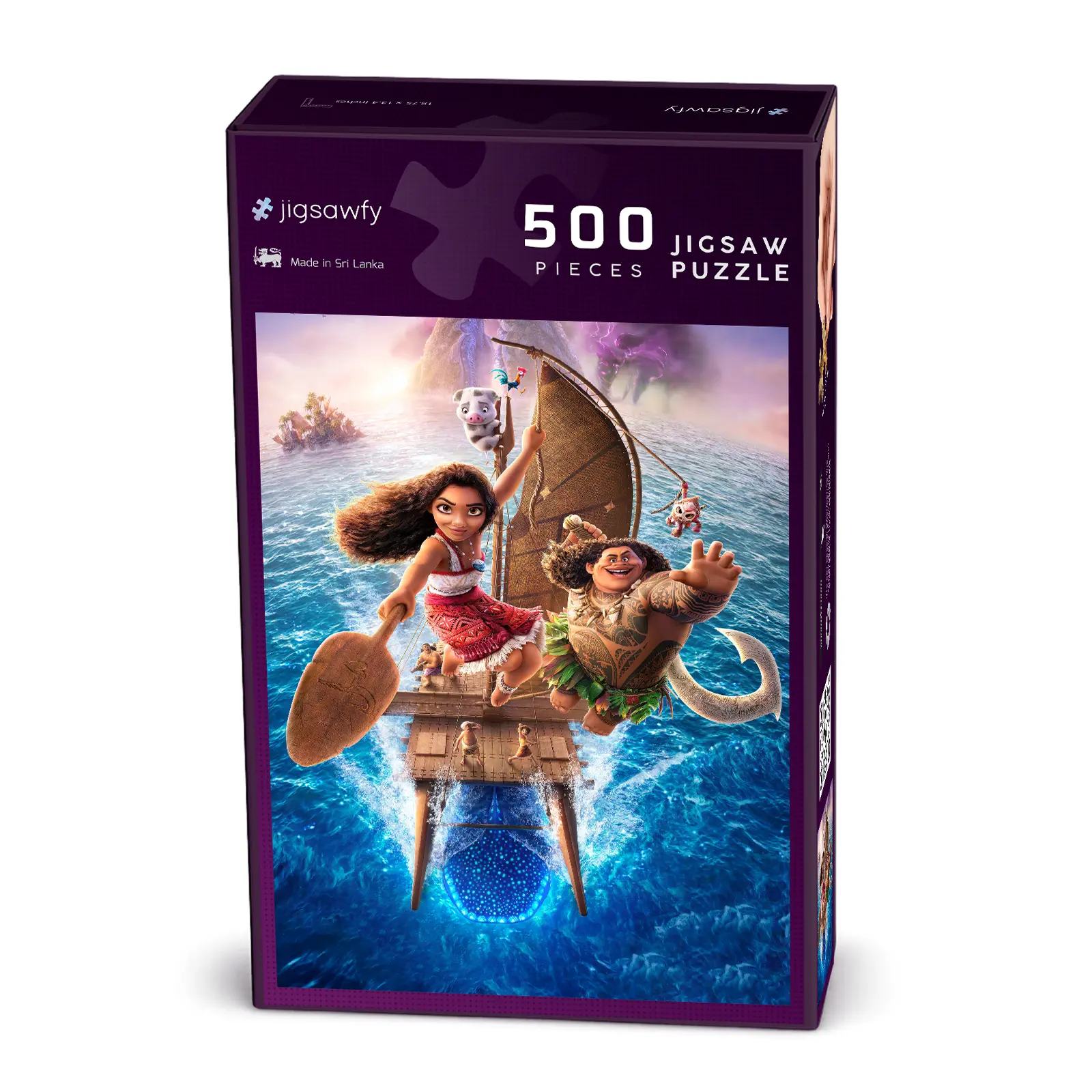 Jigsawfy The Ocean Chose Me 500-piece puzzle box featuring Moana and Maui