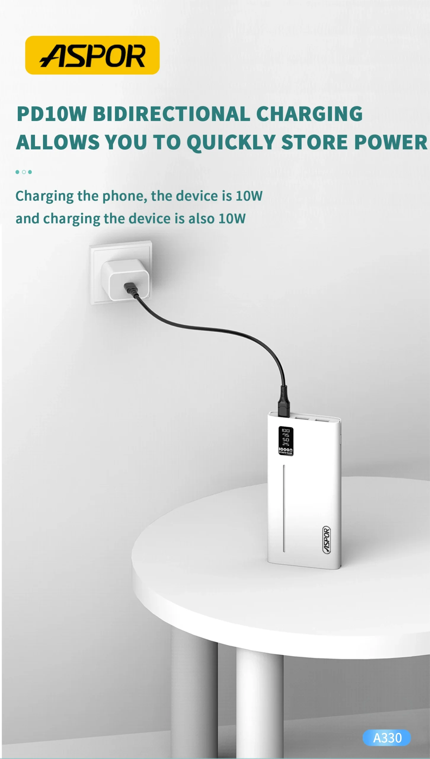 Aspor A330 10,000mAh 10W Power Bank